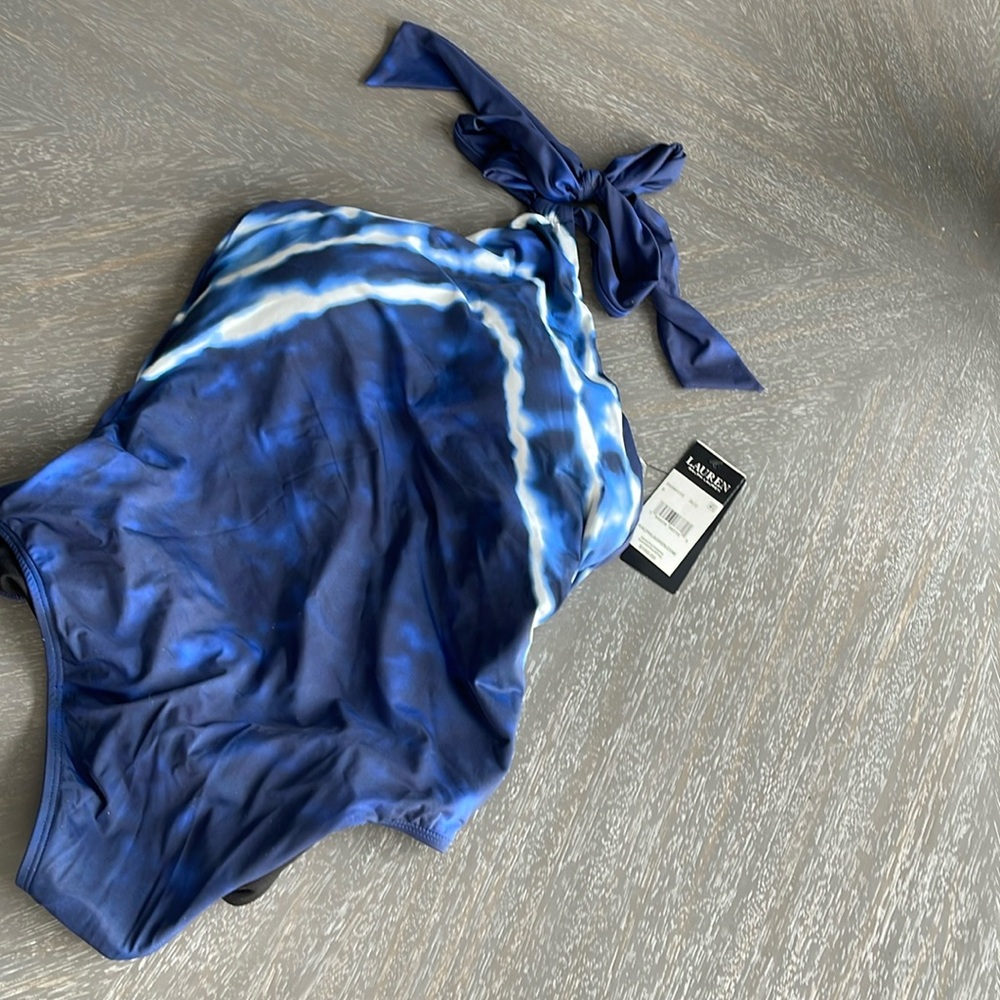 Ralph Lauren One Piece Blue Tie Die One Piece Swimsuit with Shaping Fit NWT